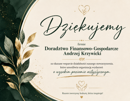 Podziękowanie dla firmy Doradztwo Finansowo-Gospodarcze Andrzej Krzywicki